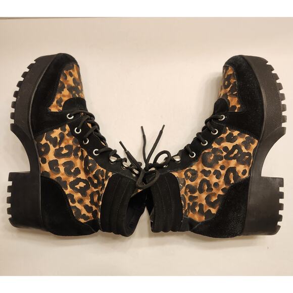 STEVE MADDEN Greater Platform Combat Boot Split Lug Sole Leopard Print Women 10M - Picture 10 of 12